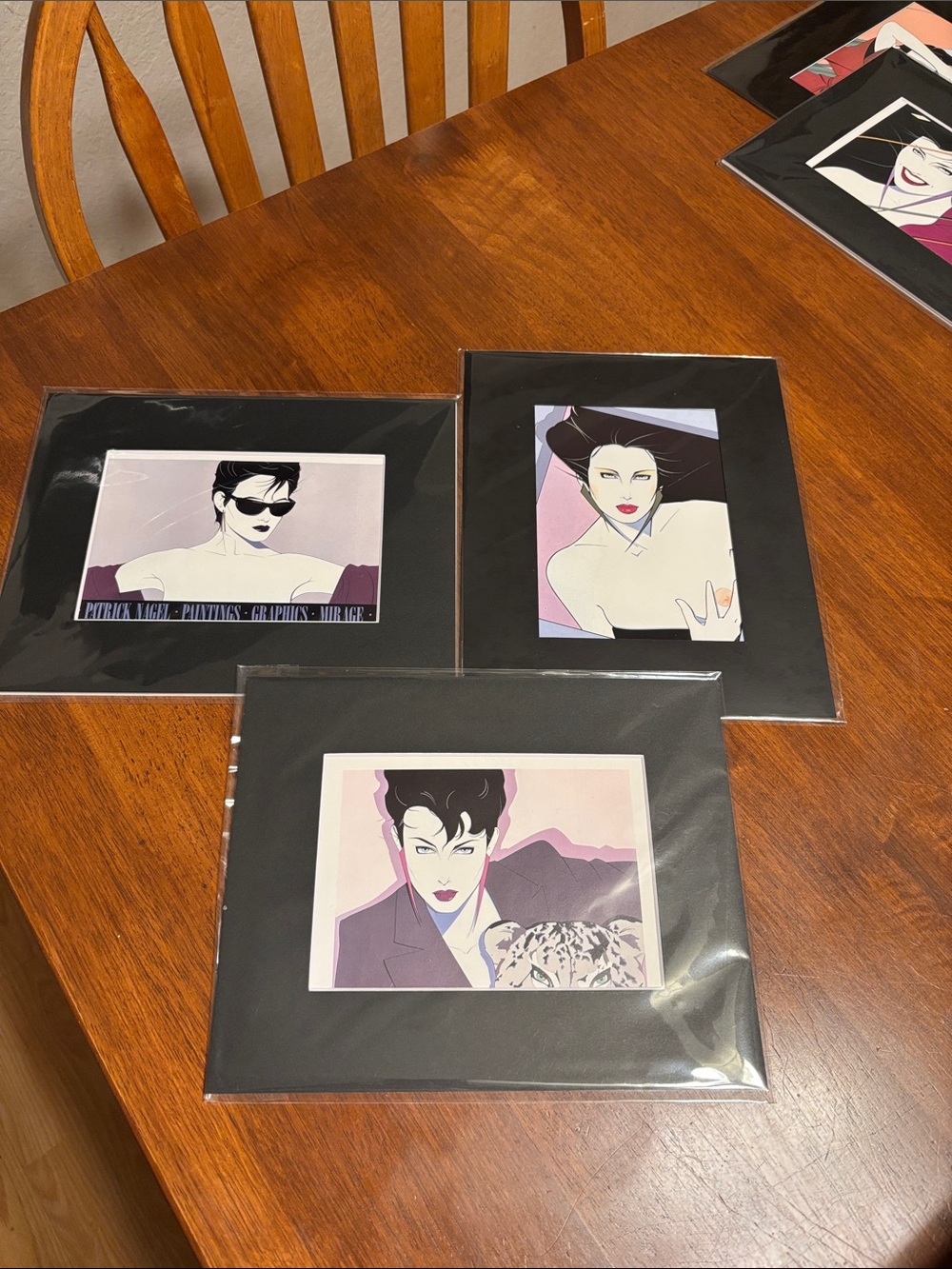 Set of 3 Patrick Nagel Art Prints Mounted & Matted Ready for Framing 8x10
